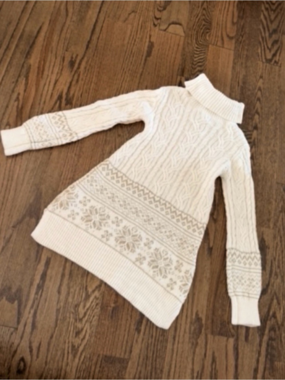 Worn Once Girls Winter Cream Turtleneck Sweater Dress